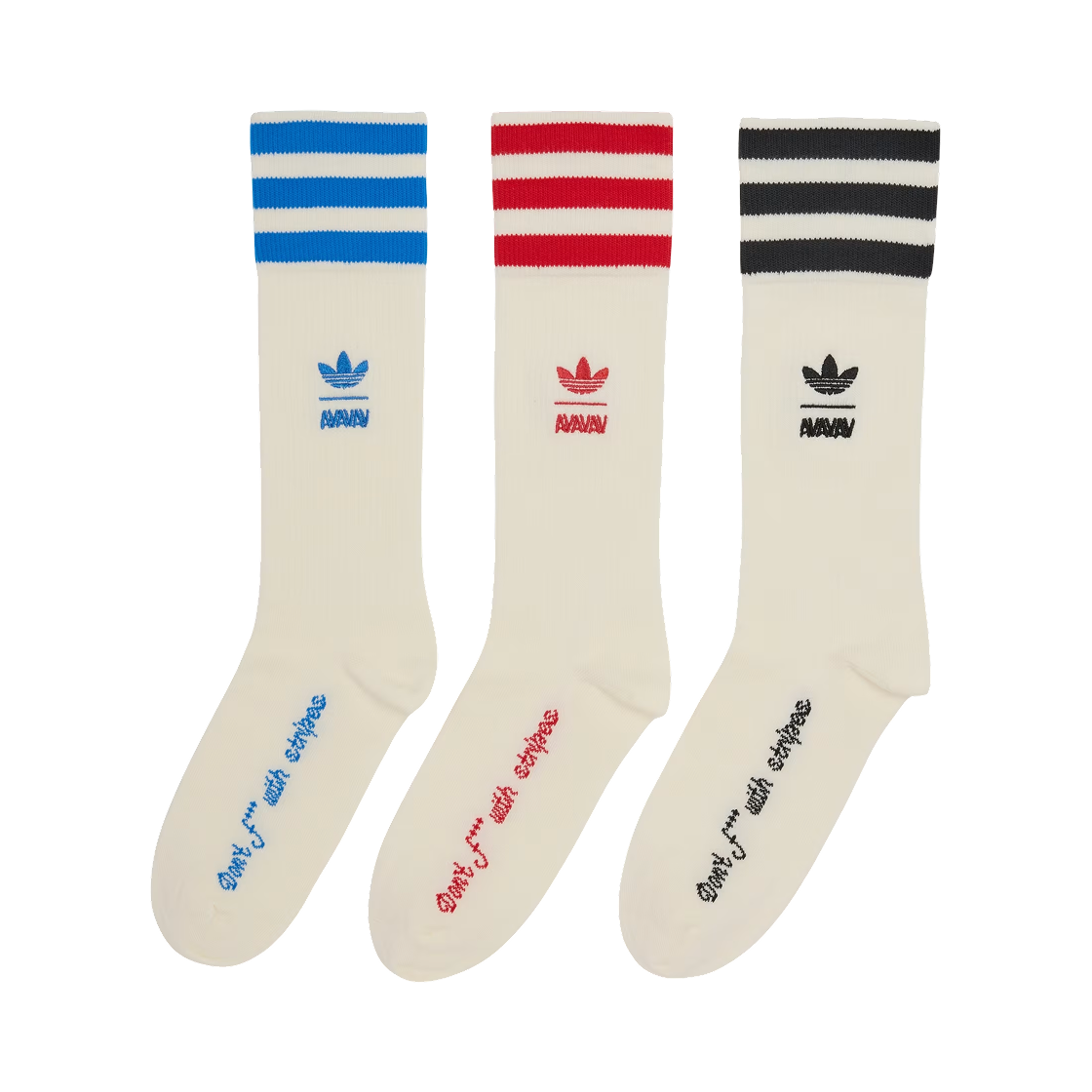 아디다스 x 아바바브 크루 삭스 크림 화이트 블랙 (3개입)(Adidas x Avavav Crew Socks Cream White Black (3 Pack)) - 1