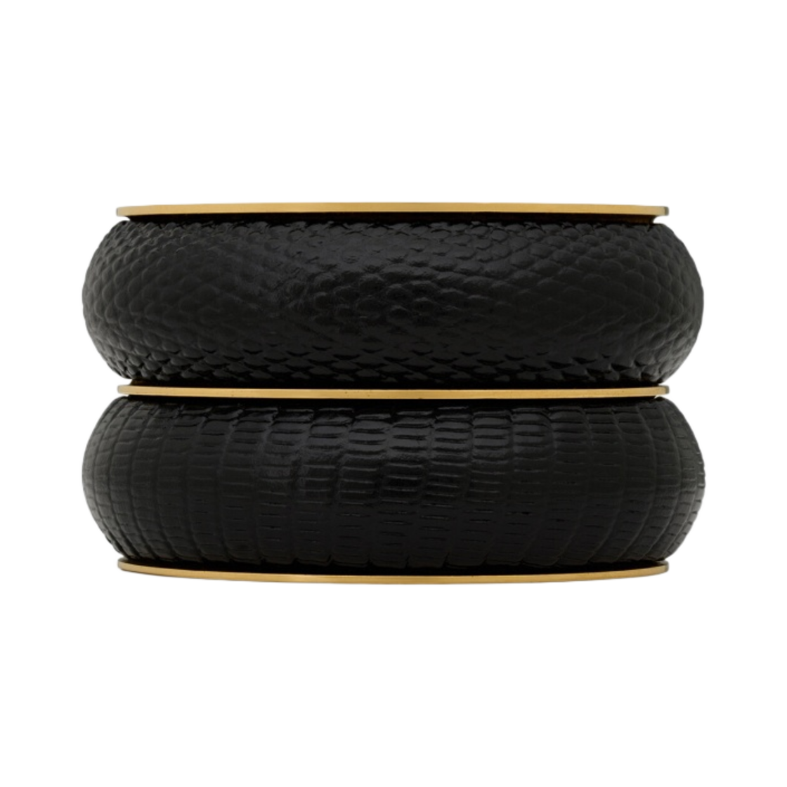 (W) 생로랑 쿠션 커프 리자드 엠보스 레더 앤 메탈 블랙((W) Saint Laurent Cushion Cuff In Lizard Embossed Leather And Metal Black) - 1