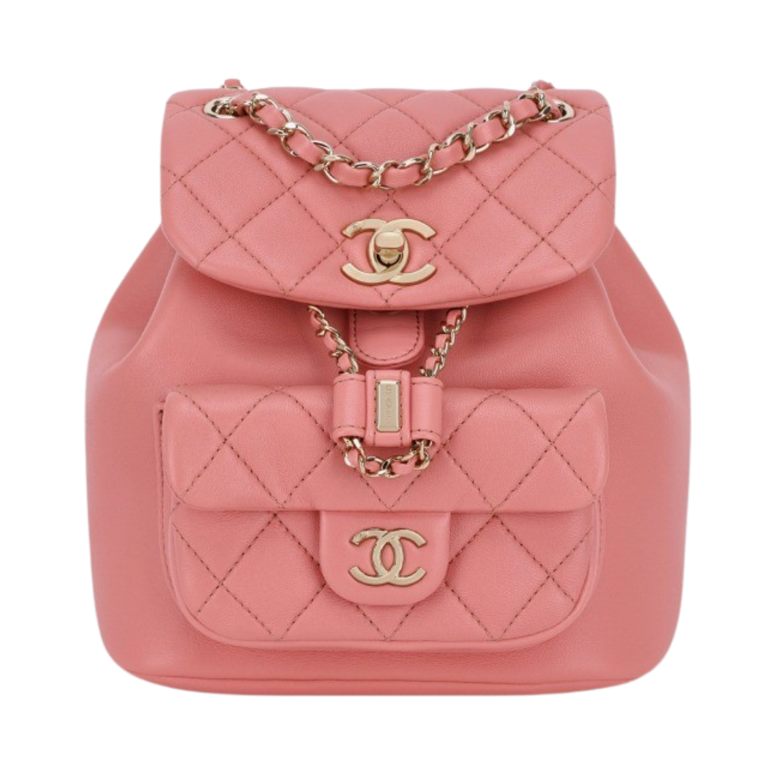 샤넬 스몰 백팩 램스킨 & 골드 메탈 핑크