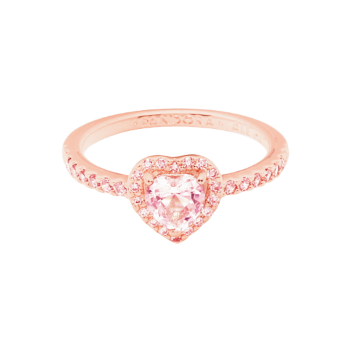 (W) 판도라 스파클링 엘리베이티드 하트 링 로즈 골드 플래팅((W) Pandora Sparkling Elevated Heart Ring Rose Gold Plated Pink) - 1