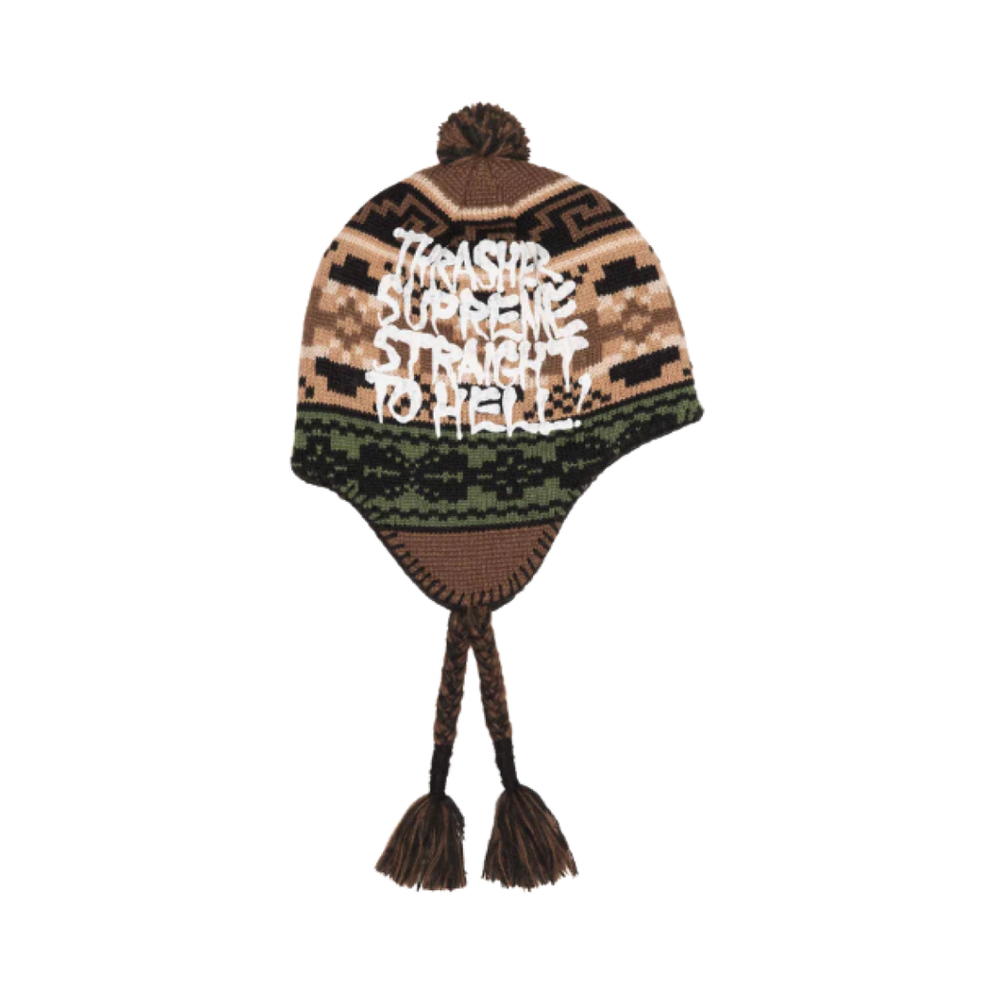 슈프림 x 트레셔 이어플랩 비니 브라운 - 24FW(Supreme x Thrasher Earflap Beanie Brown - 24FW)
