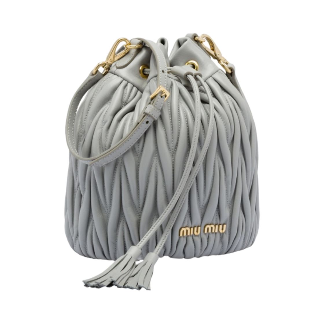 미우 미우 마테라쎄 가죽 버킷백 클라우디 그레이(Miu Miu Matelasse Nappa Leather Bucket Bag Cloudy Grey) - 2