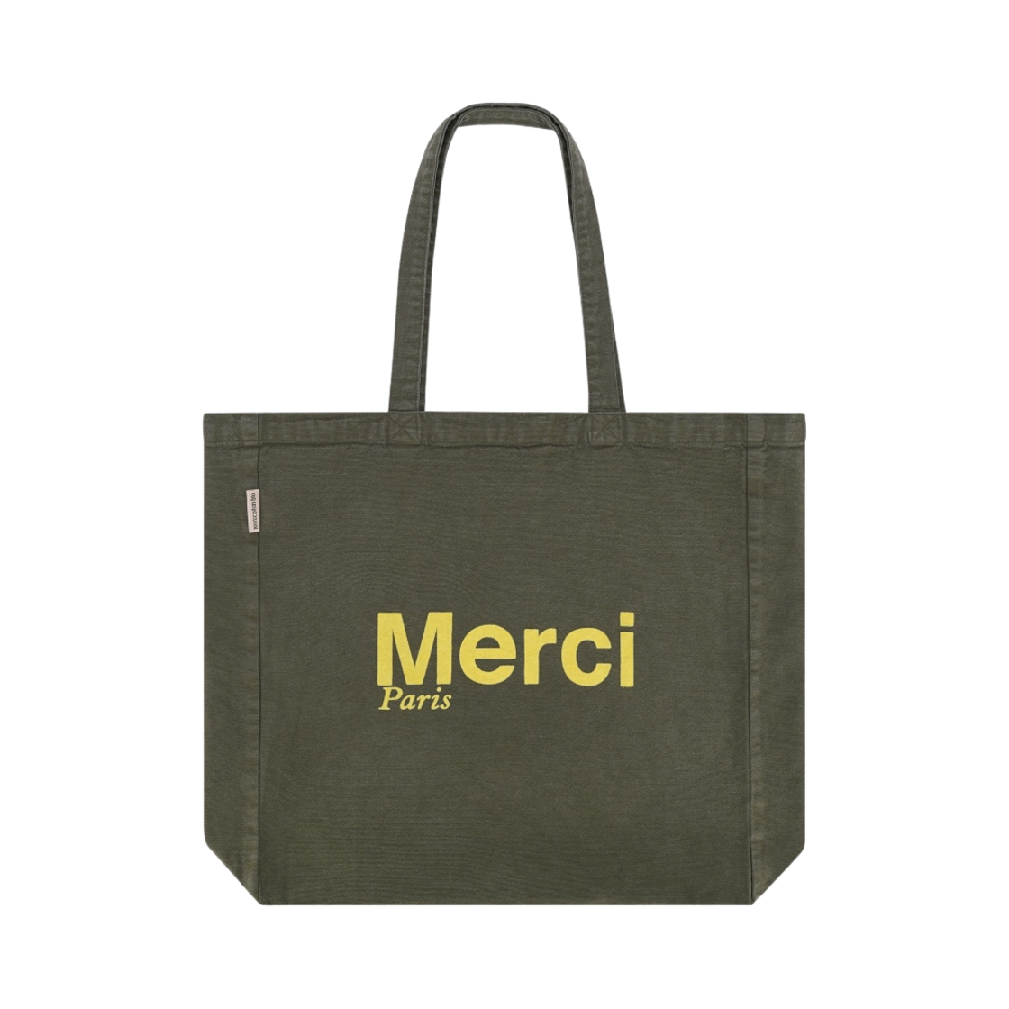 메르시 코튼 토트백 라지 카키 옐로우(Merci Cotton Tote Bag Large Khaki Yellow)