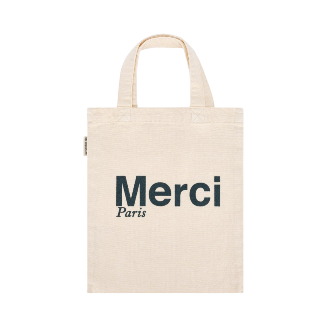 메르시 코튼 토트백 미니 에크루 블루 그린(Merci Cotton Tote Bag Mini Ecru Blue Green)