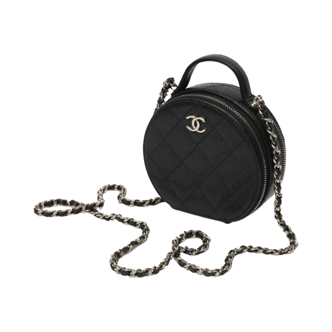샤넬 스몰 체인 코스메틱 케이스 그레인드 카프스킨 & 골드 메탈 블랙(Chanel Small Vanity With Chain Grained Calfskin & Gold Black) - 2
