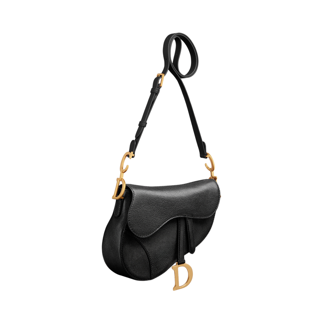 디올 미디움 소프트 새들백 스트랩 고트스킨 블랙(Dior Medium Soft Saddle Bag with Strap Goatskin Black) - 2