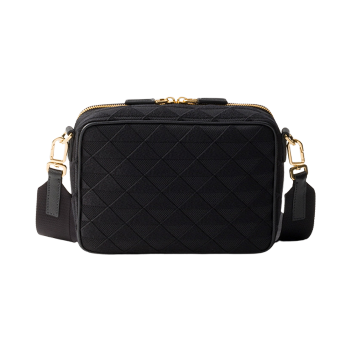 프라다 브리크 자수 패브릭 백 블랙(Prada Brique Embroidered Fabric Bag Black) - 3