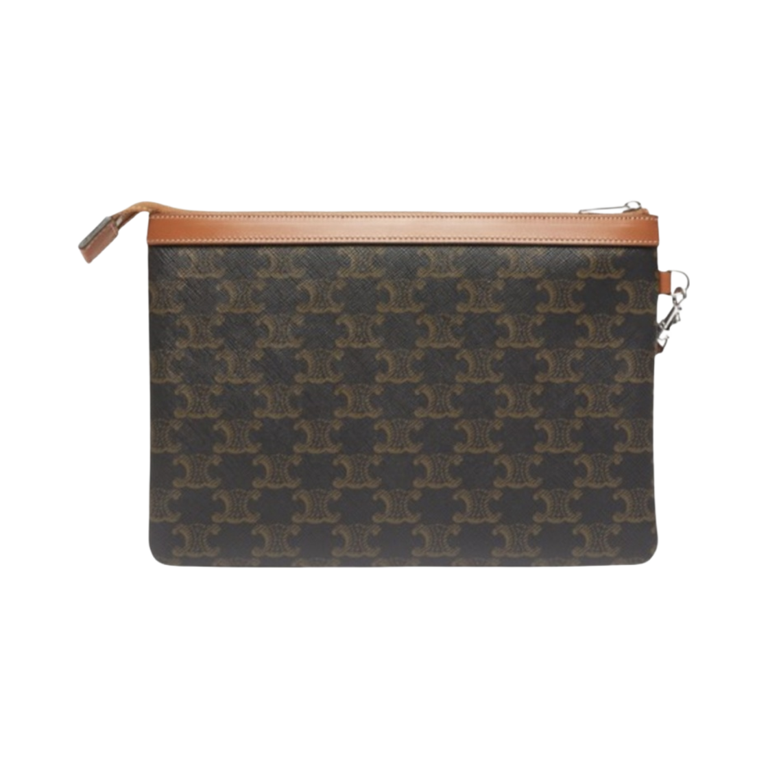 셀린느 트리옹프 캔버스 & 카프스킨 스트랩 스몰 파우치 탄(Celine Pouch with Strap in Triomphe Canvas and Calfskin Tan) - 3