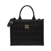 Miu Miu Matelasse Nappa Leather Tote Bag Black