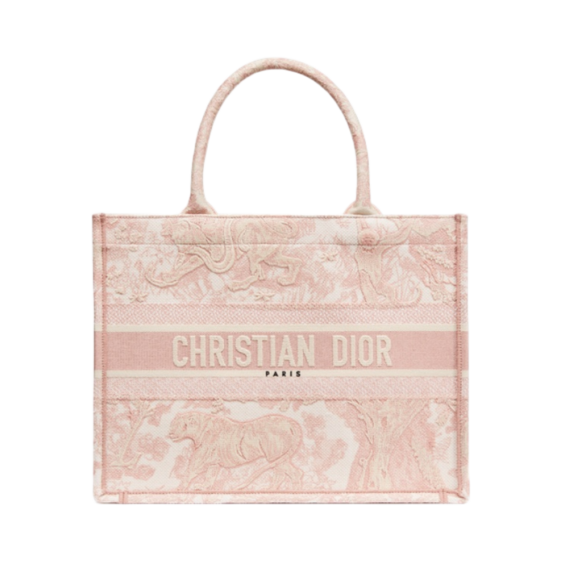 M1296ZTDT-M31I Dior Medium Book Tote Ecru Pink Toile de Jouy Embroidery
