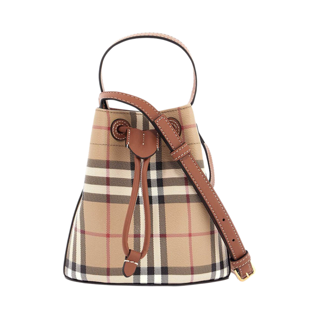 버버리 미니 TB 버킷백 체크 브라이어 브라운(Burberry Mini TB Bucket Bag Check Briar Brown)
