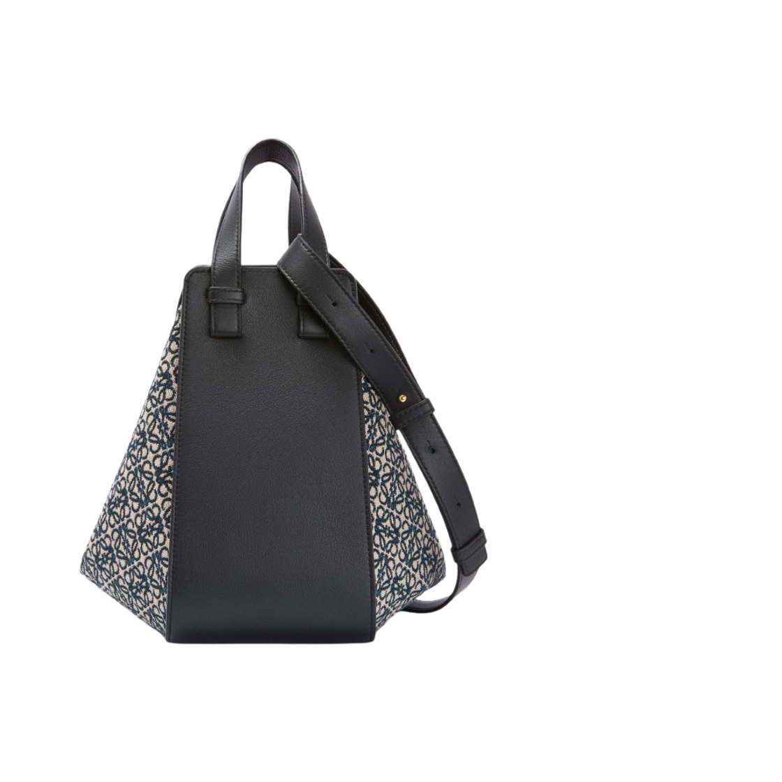 로에베 스몰 해먹백 아나그램 자카드 앤 카프스킨 네이비 블랙(Loewe Small Hammock Bag in Anagram Jacquard and Calfskin Navy Black) - 4