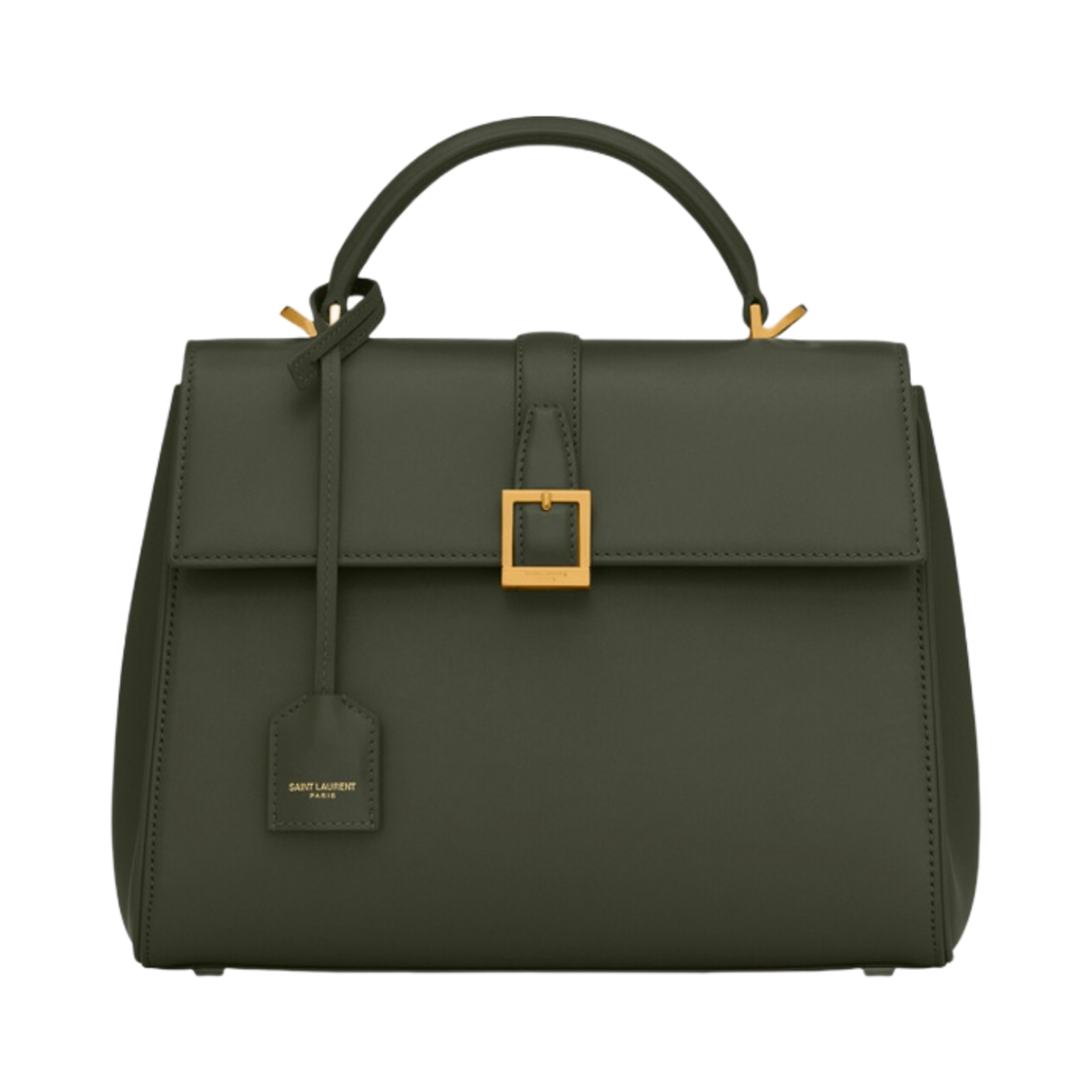 생로랑 르 페르모와 스몰 탑 핸들 백 샤이니 레더 베르 폰세(Saint Laurent Le Fermoir Small Top Handle Bag in Shiny Leather Vert Fonce) - 1