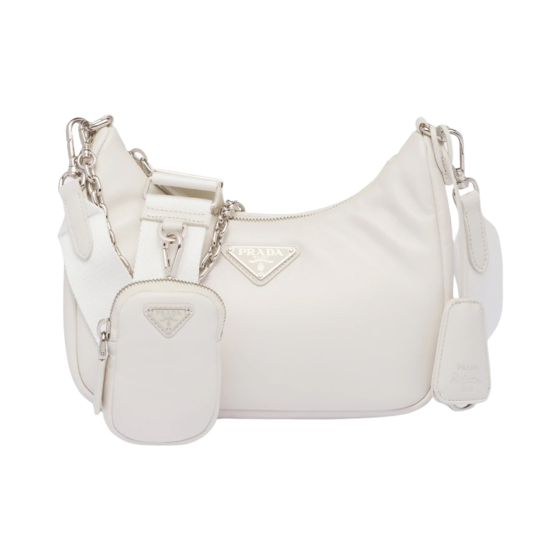 프라다 패딩 나파 레더 프라다 리에디션 2005 숄더백 화이트(Prada Padded Nappa Leather Prada Re-Edition 2005 Shoulder Bag White) - 1