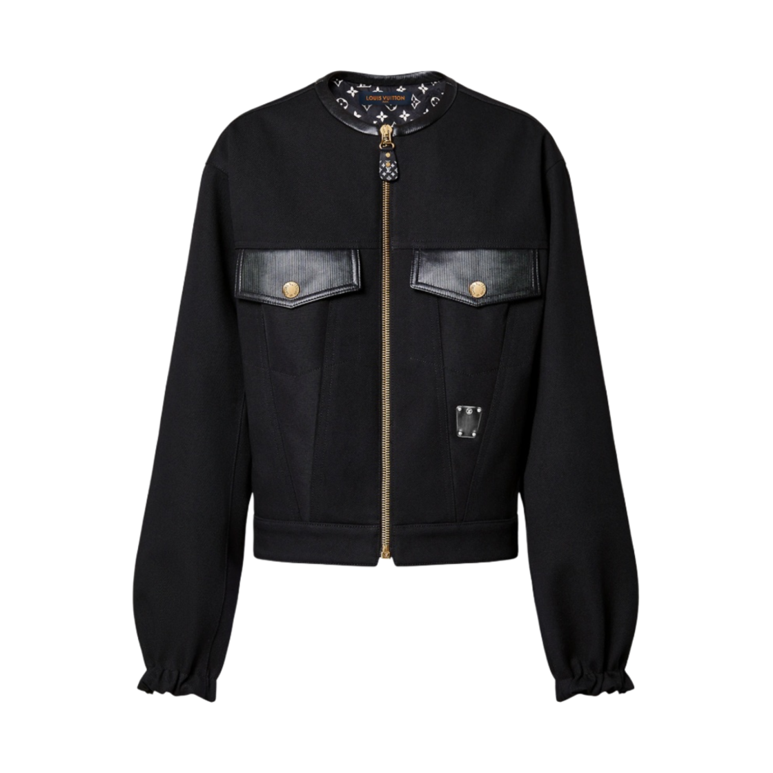 (W) 루이비통 코튼 드릴 프릴 슬리브 자켓 블랙((W) Louis Vuitton Cotton Drill Frill Sleeve Jacket Black) - 1