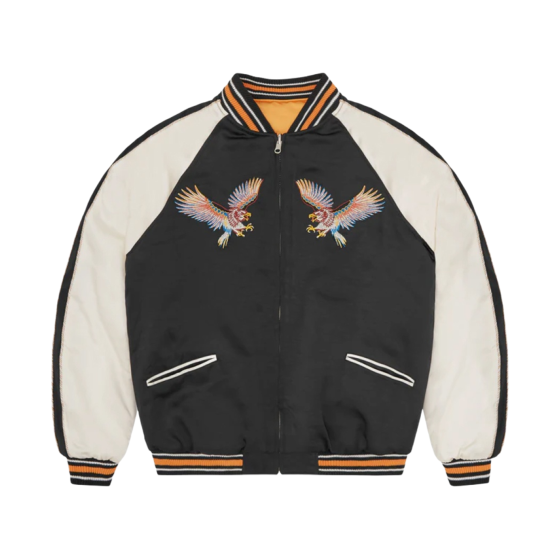 - Corteiz Satin Souvenir Reversible Jacket Black Yellow