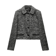 (W) Zara Sequin Textured Jacket Charcoal Grey