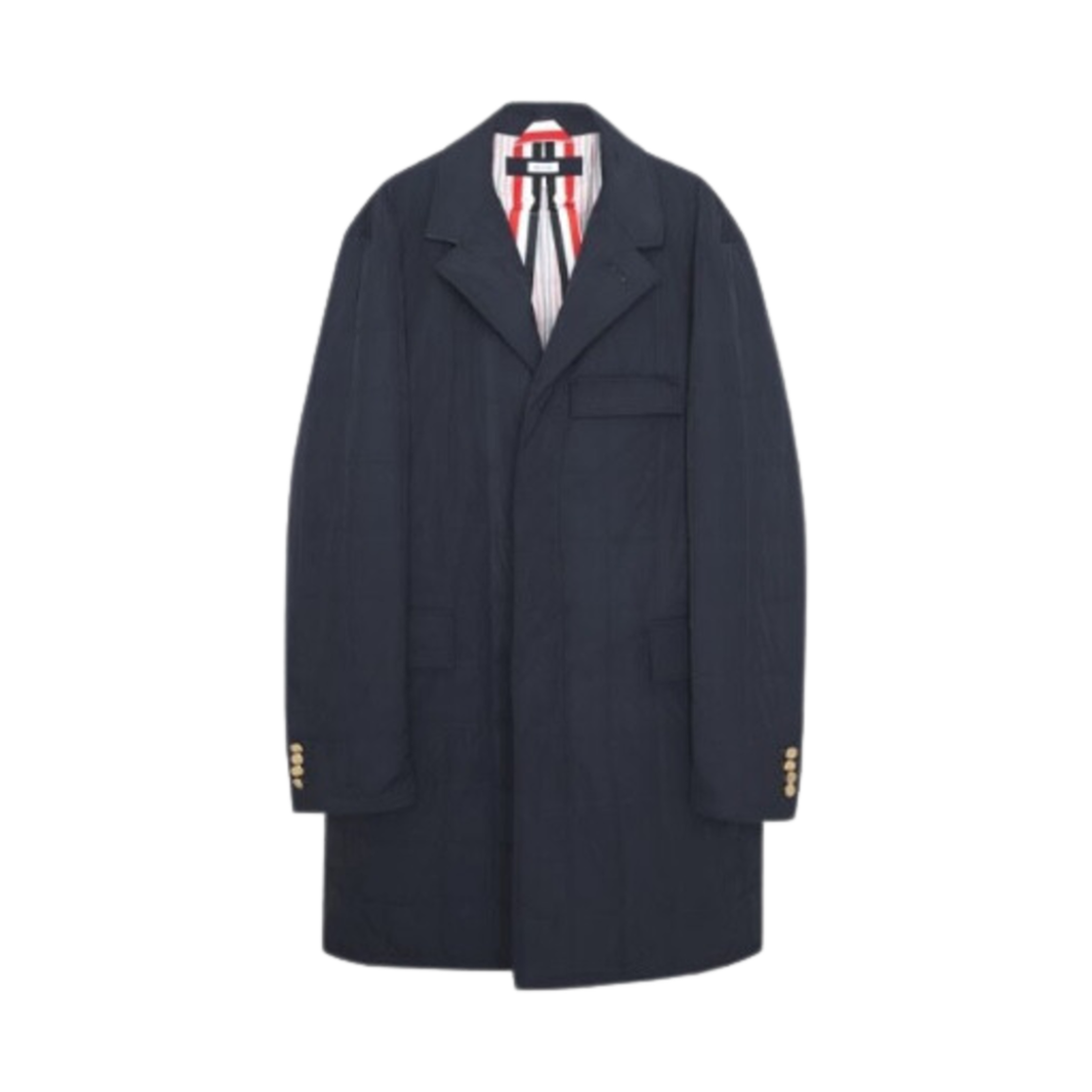 MOD059X-07259-415 Thom Browne Chesterfield Poly Twill Down Coat Navy