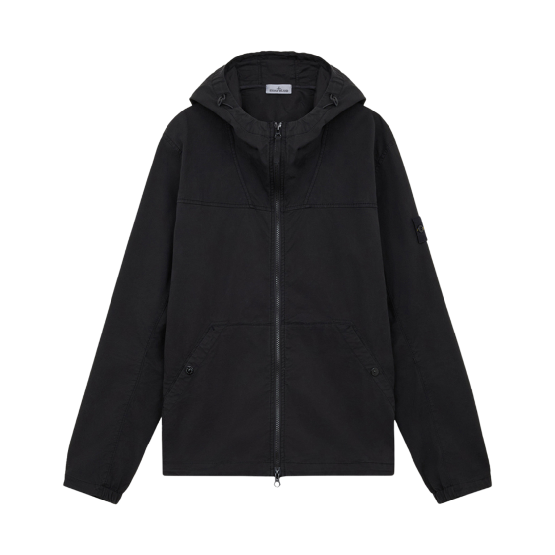 811510110-V0029 Stone Island 10110 Supima Cotton Twill Stretch TC Hooded Overshirt with Zipper Fastening Black - 24FW