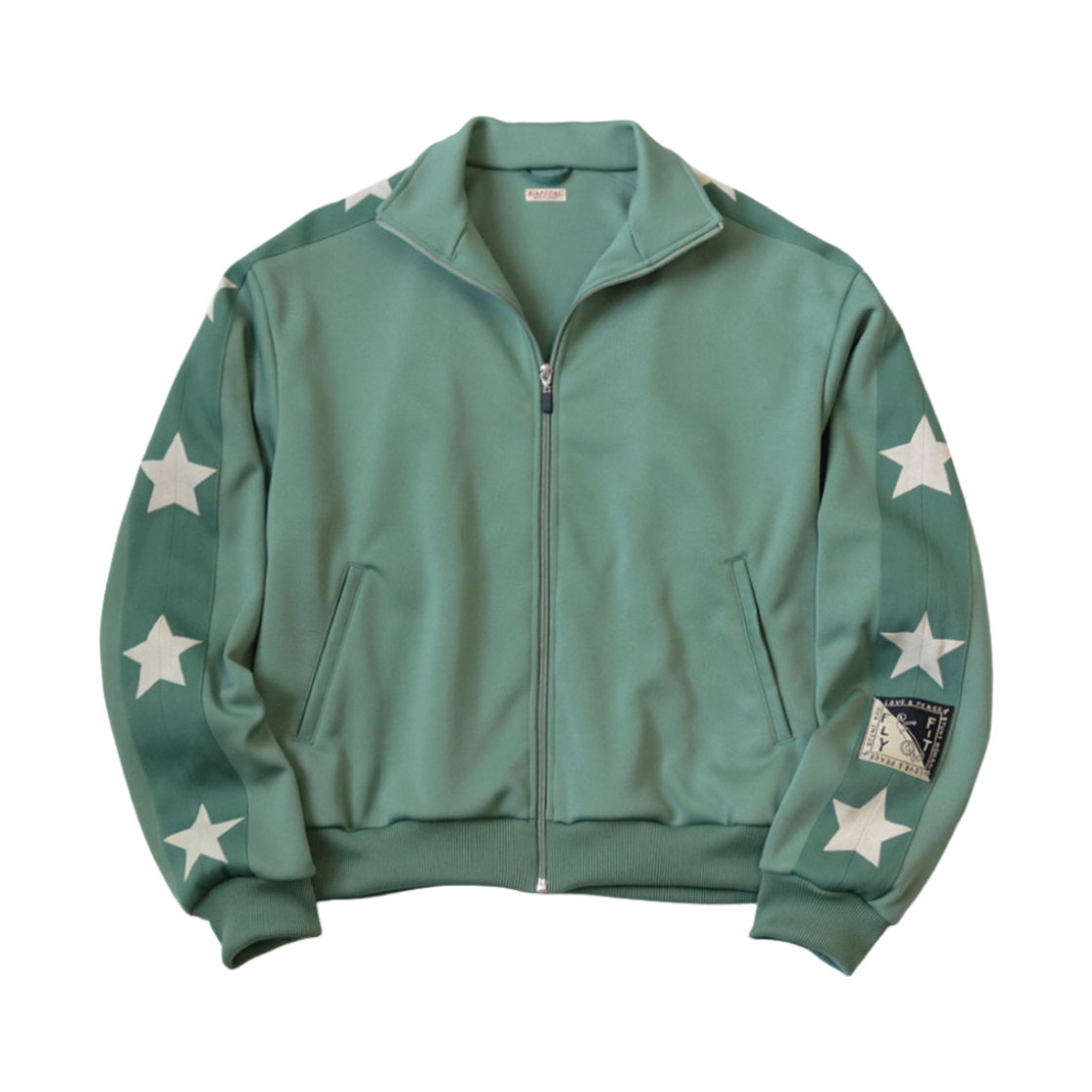 K2410LC105 Kapital Smooth Jersey Stuntman & Woman Track Jacket Light Green