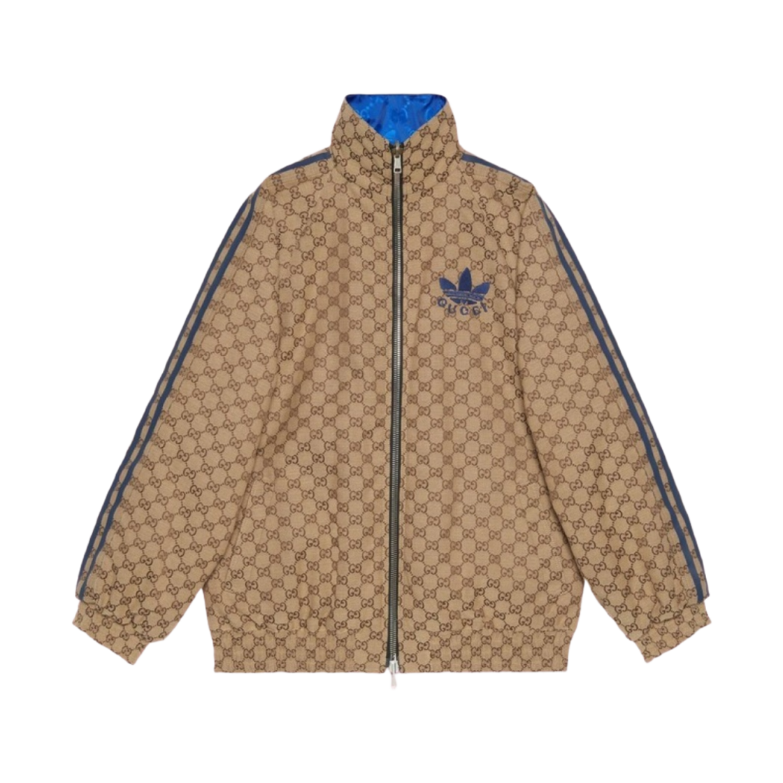 (W) 구찌 x 아디다스 GG 캔버스 리버서블 봄버 자켓 베이지 에보니((W) Gucci x Adidas GG Canvas Reversible Bomber Jacket Beige Ebony) - 1