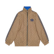 (W) Gucci x Adidas GG Canvas Reversible Bomber Jacket Beige Ebony