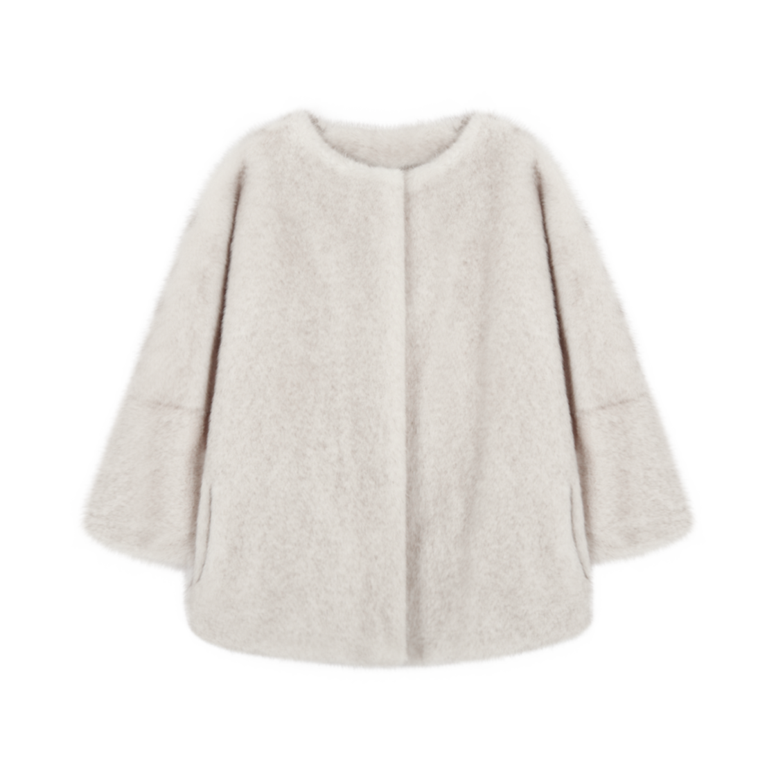 P0000BHD_NEW Haveless Colette Faux Fur Jacket Light Grey