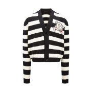 Moncler Striped Wool Cotton Cardigan Black White - 23SS