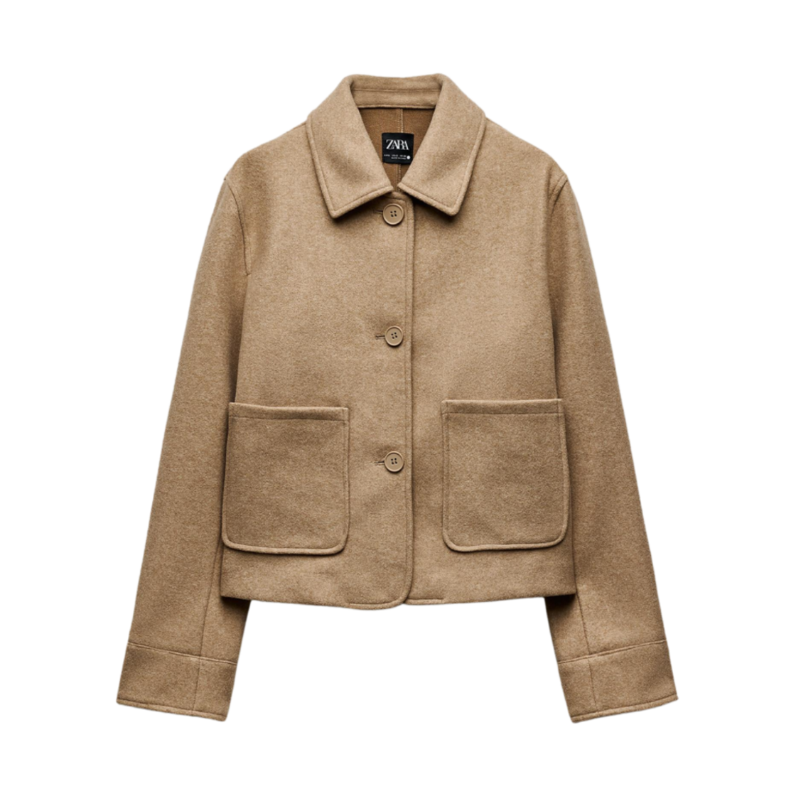 (W) 자라 소프트 자켓 포켓 탄 말((W) Zara Soft Jacket with Pockets Tan Marl) - 1