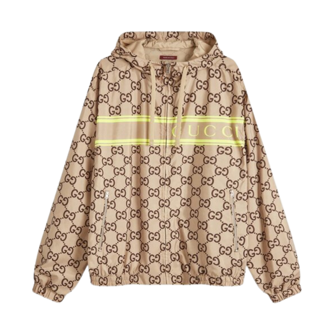 787514-ZAQOI-2309 Gucci GG Light Nylon Print Hooded Jacket Beige Ebony