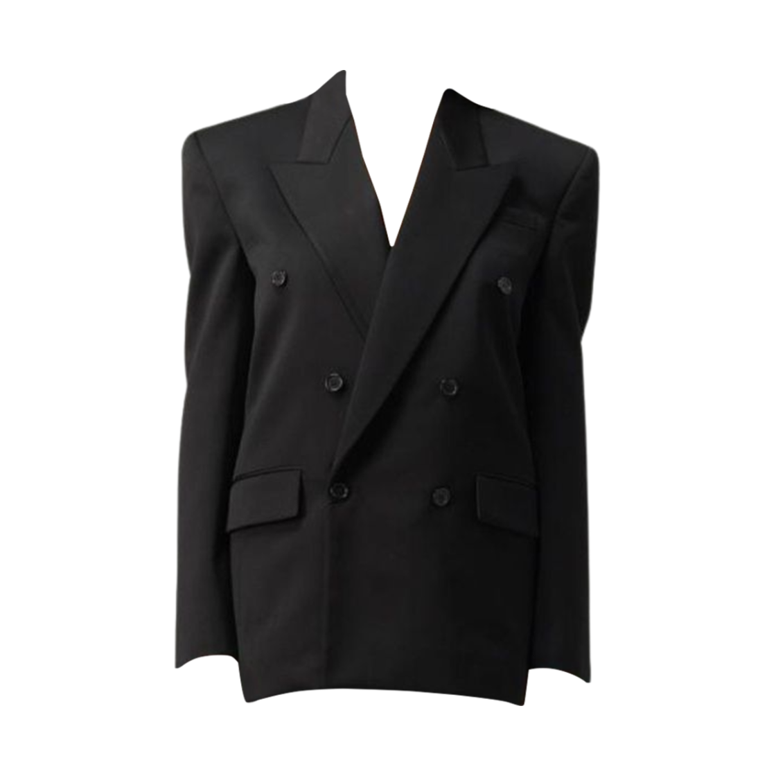 762930-Y2F35-1000 (W) Saint Laurent Double Breasted Satin Wool Jacket Black