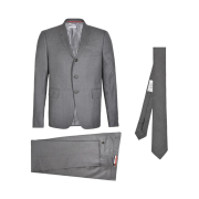 Thom Browne Super 120S Twill High Armhole Suit with Tie and Low Rise Skinny Trouser Medium Grey