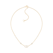 (W) Dior Clair D Lune Necklace Gold Finish Metal White Resin Pearls White Crystals