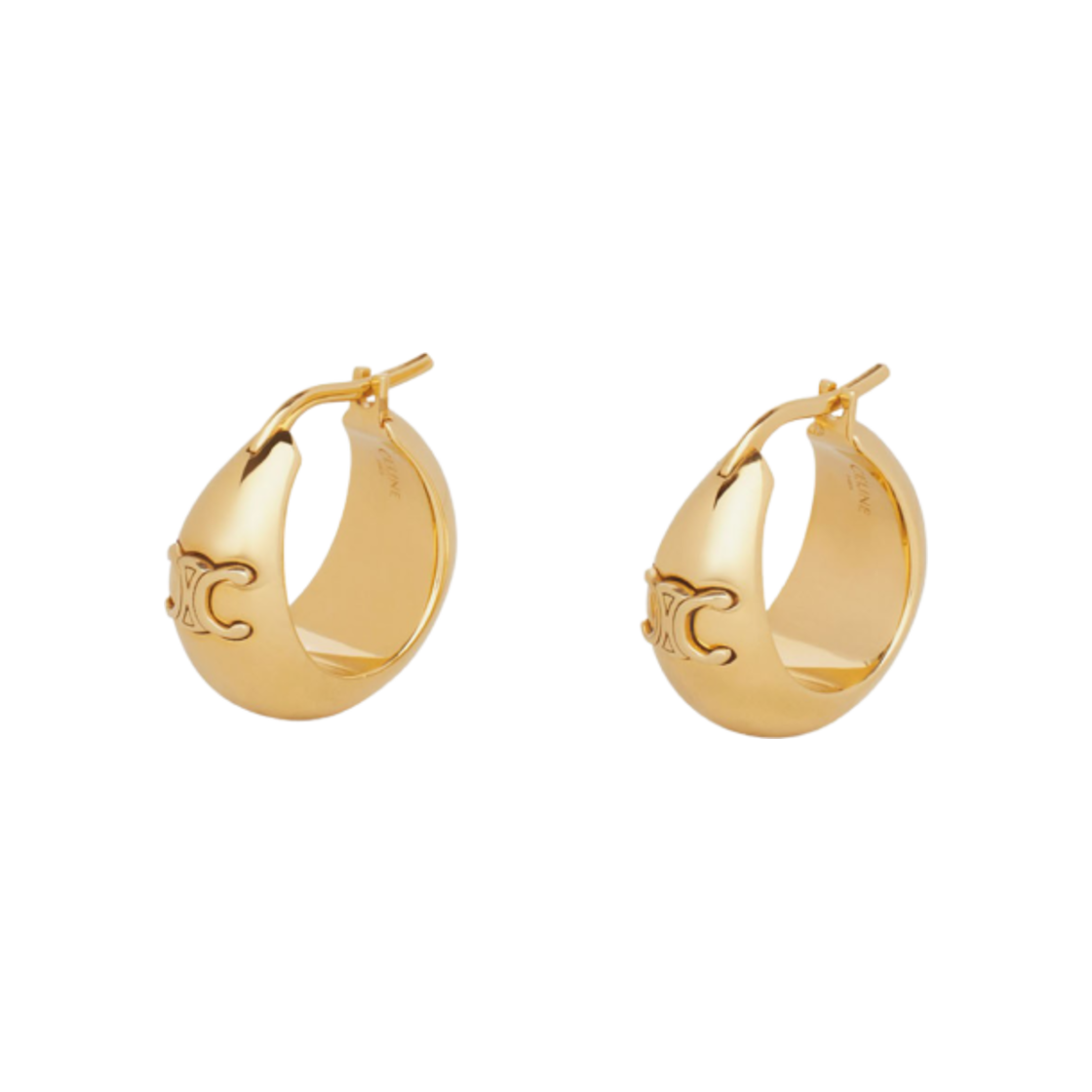 (W) 셀린느 골드 피니쉬 브래스 트리옹프 라지 이어링 골드((W) Celine Triomphe Large Earrings in Brass with Gold Finish Gold) - 2