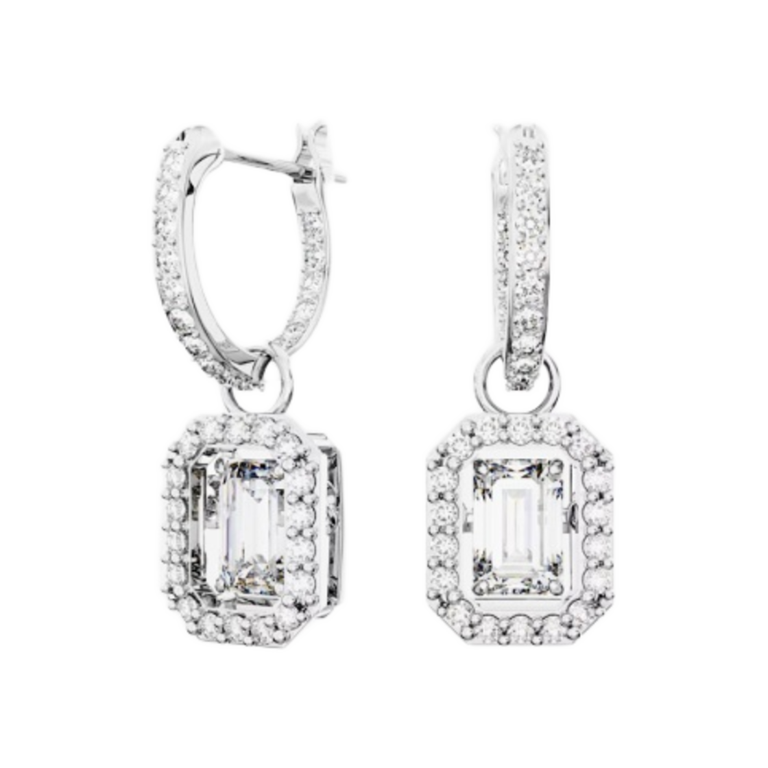 (W) 스와로브스키 밀레니아 드롭 이어링 화이트 로듐 플래팅((W) Swarovski Millenia Drop Earrings White Rhodium Plated) - 1