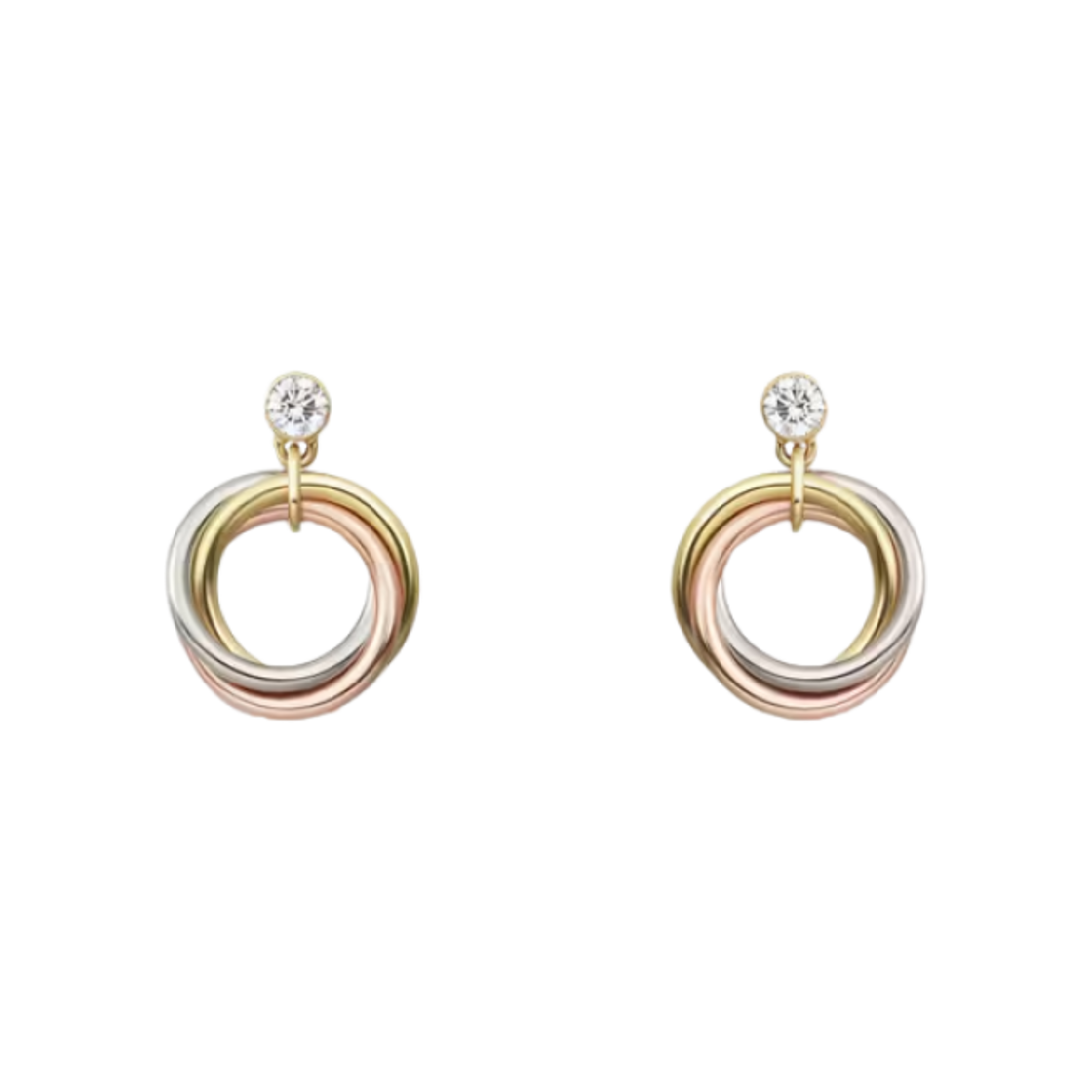 B8301462 (W) Cartier Trinity Earrings White Gold Pink Gold Yellow Gold Diamond