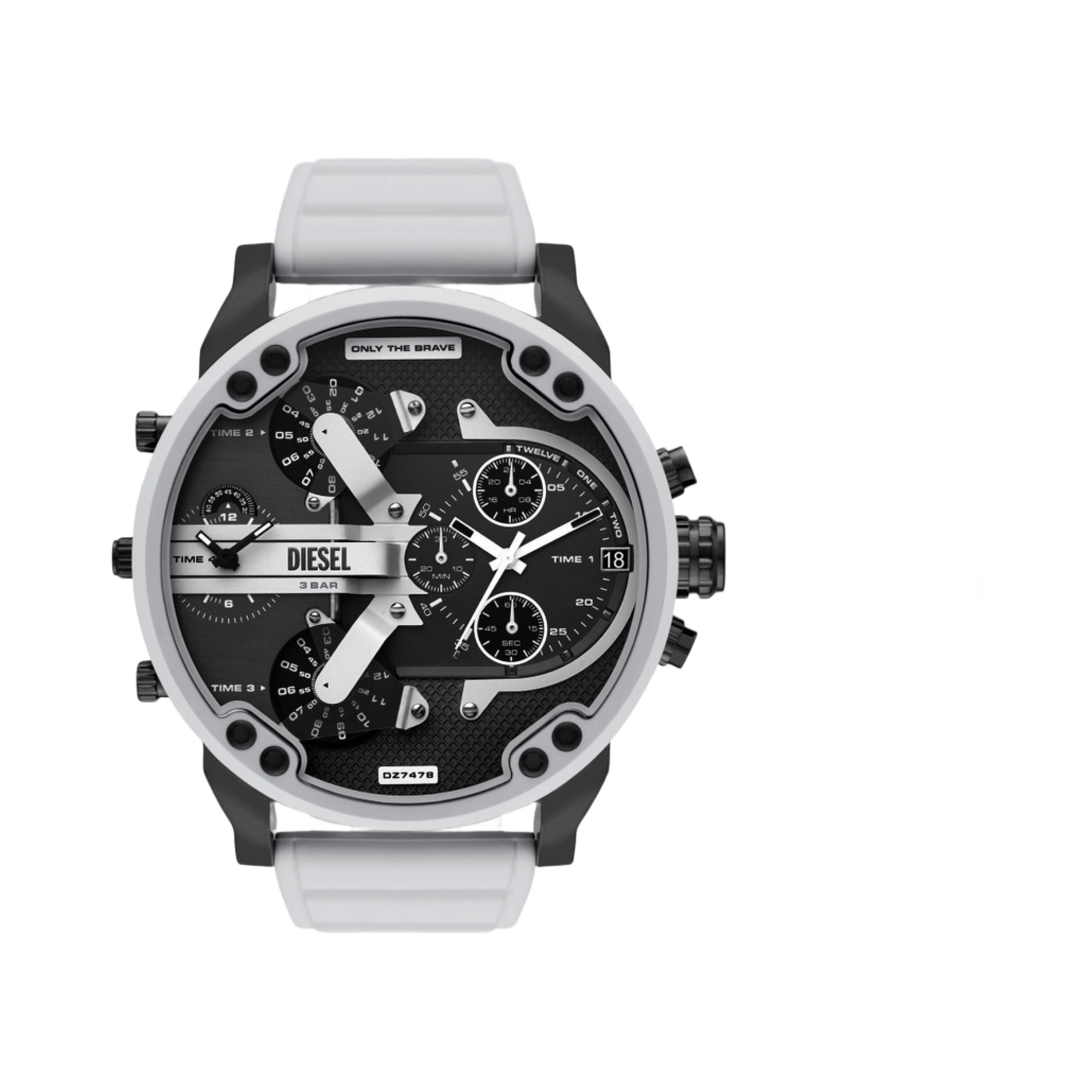 DZ7478 Diesel DZ7478 Mr. Daddy 2.0 57mm Black Brushed Sunray Silicone White