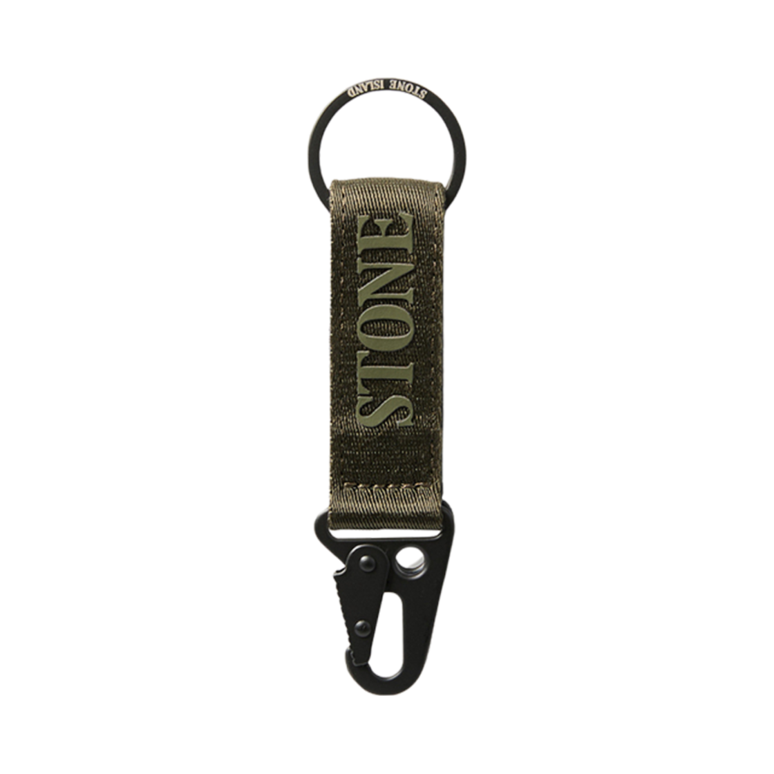 스톤 아일랜드 95064 나일론 폴리에스터 테이프 키 홀더 위드 카라비너 머스크 그린 - 24FW(Stone Island 95064 Nylon Polyester Tape Key Holder with Carabiner Musk Green - 24FW) - 1