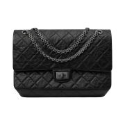 Chanel Large 2.55 Handbag Aged Calfskin & Ruthenium Black