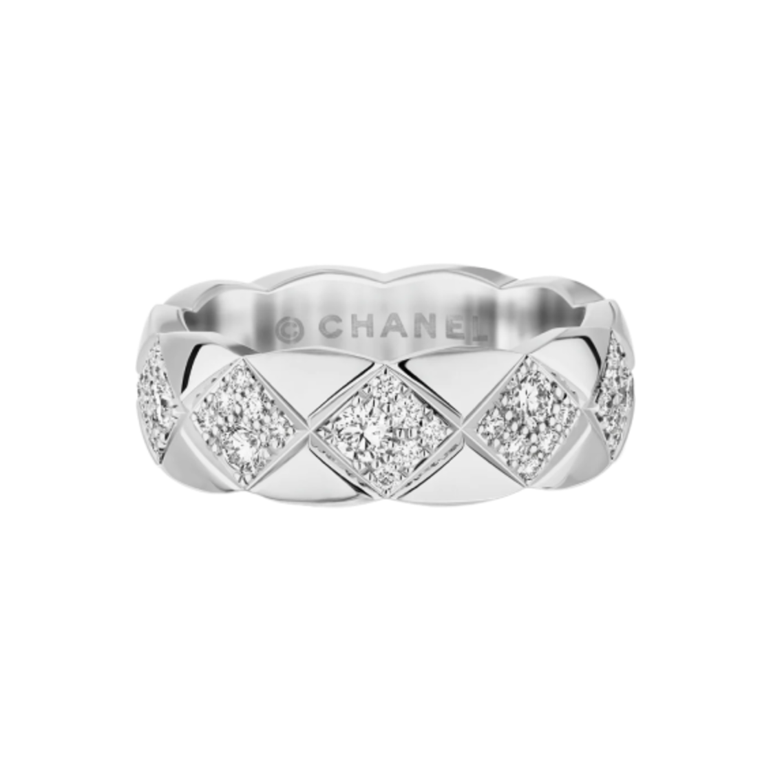 샤넬 코코 크러쉬 링 퀼티드 모티프 스몰 & 18K 화이트 골드 다이아몬드(Chanel Coco Crush Ring Quilted Motif Small & 18K White Gold Diamonds) - 1