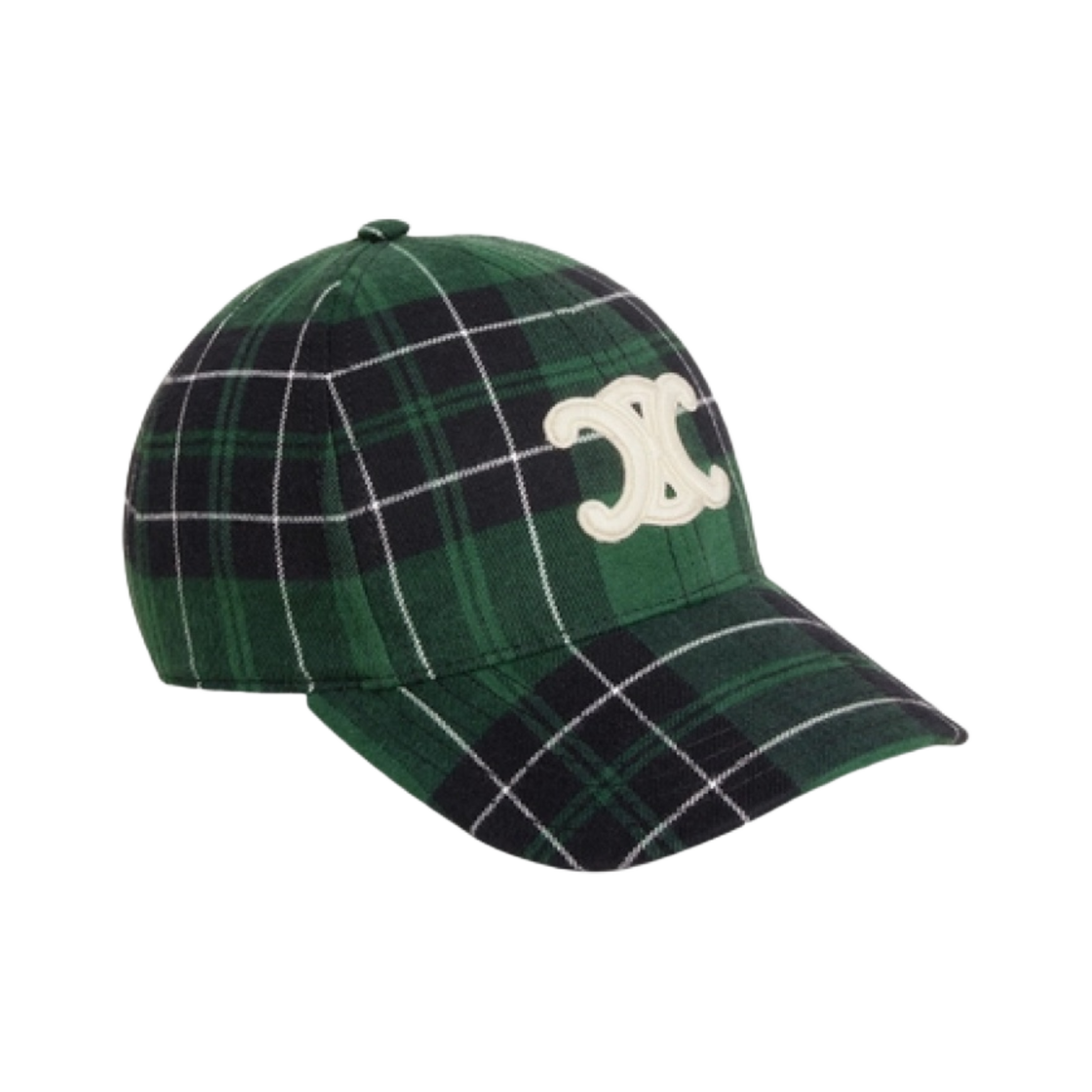 (W) 셀린느 체크 플란넬 트리옹프 베이스볼 캡 그린 블랙((W) Celine Triomphe Baseball Cap in Checked Flannel Green Black) - 2