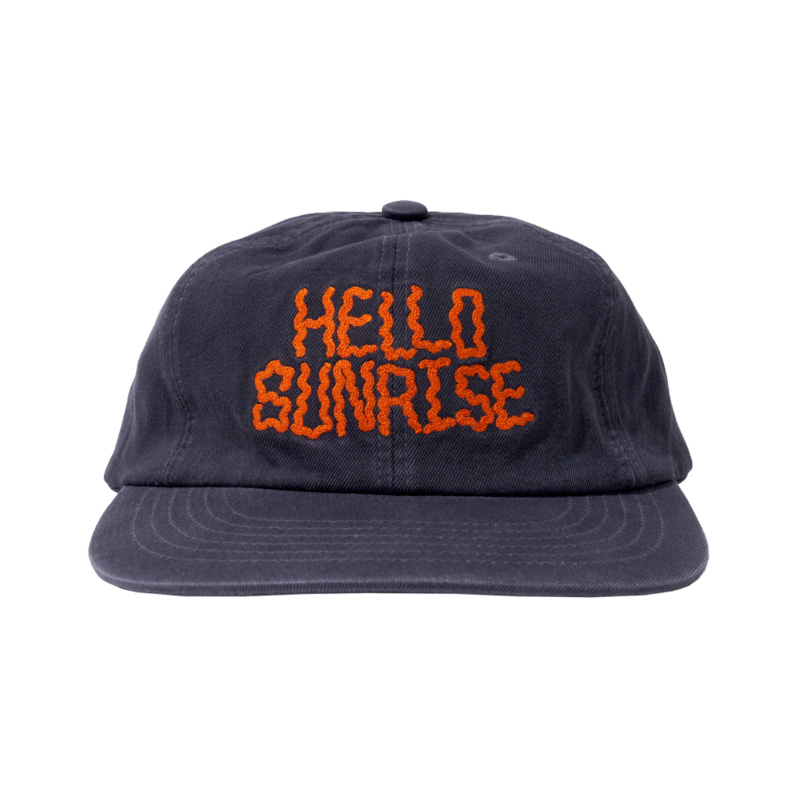 HS52CA936CH0 Hello Sunrise Washed Doodle Typo Relaxed Fit 6Panel Cap Charcoal