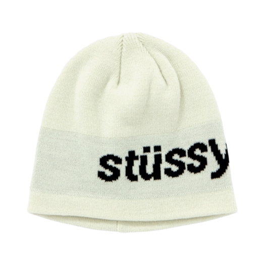 Stussy Helvetica Jacquard Beanie Bone