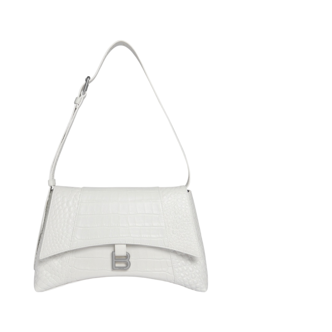 발렌시아가 다운타운 미디움 숄더백 크로커다일 엠보스 화이트(Balenciaga Downtown Medium Shoulder Bag Crocodile Embossed White) - 1
