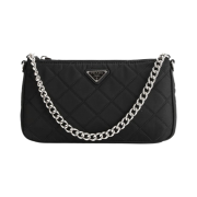 Prada Nylon Quilted Chain Shoulder Bag Black