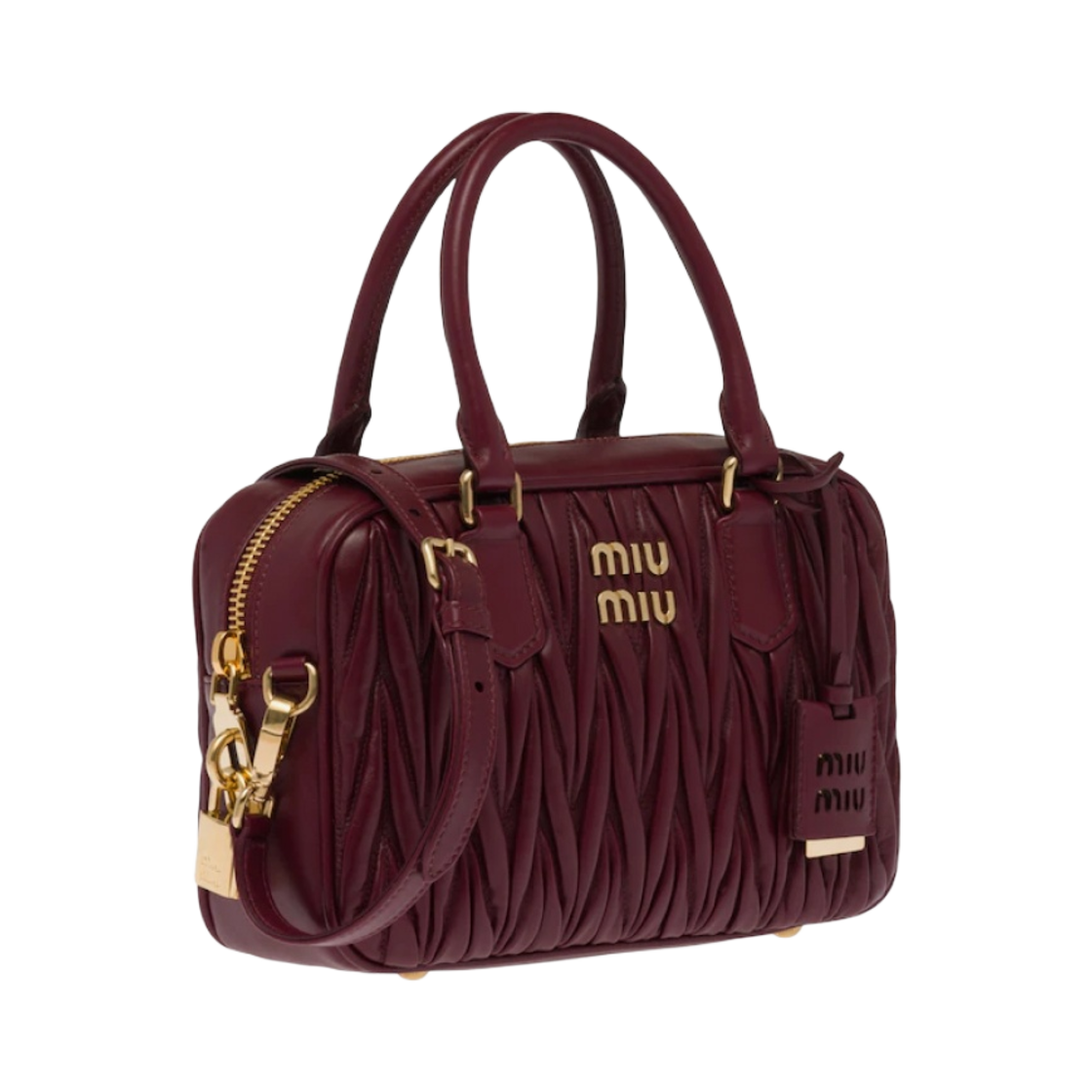 미우 미우 마테라쎄 나파 가죽 탑 핸들백 아마란스 레드 메이즈 옐로우(Miu Miu Matelasse Nappa Leather Top Handle Bag Amaranth Red Maize Yellow) - 2