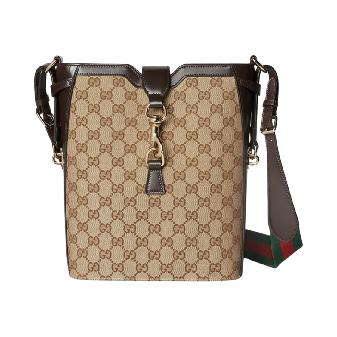 782911-FADAC-9762 Gucci Medium Bucket Shoulder Bag Beige Ebony Canvas