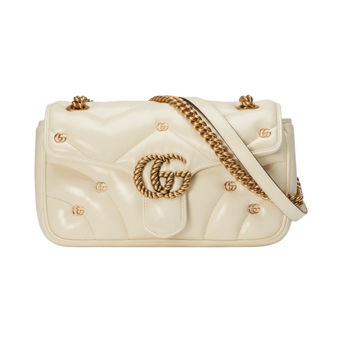 구찌 GG 마몽 스몰 숄더백 화이트 레더(Gucci GG Marmont Small Shoulder Bag White Leather) - 1