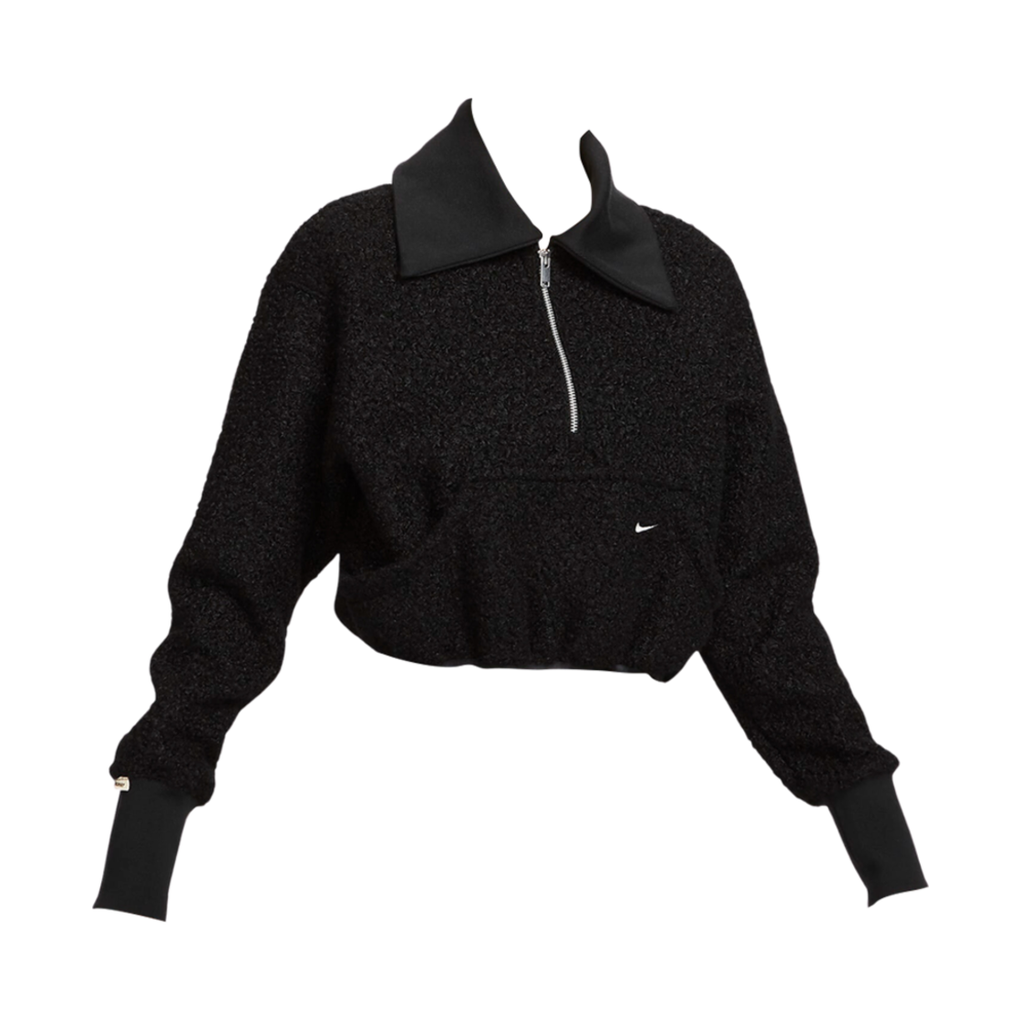 (W) 나이키 NSW 하이파일 플리스 하프 집 탑 블랙 서밋 화이트 - 아시아((W) Nike NSW High-Pile Fleece Half Zip Top Black Summit White - Asia)