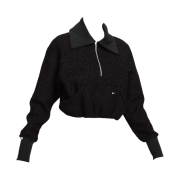 (W) Nike NSW High-Pile Fleece Half Zip Top Black Summit White - Asia
